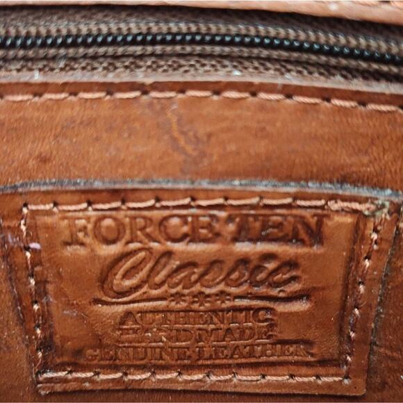 Force Ten Classic Floral Hand Tooled Leather Crossbody Bag Zip Closure Lined - Picture 13 of 14